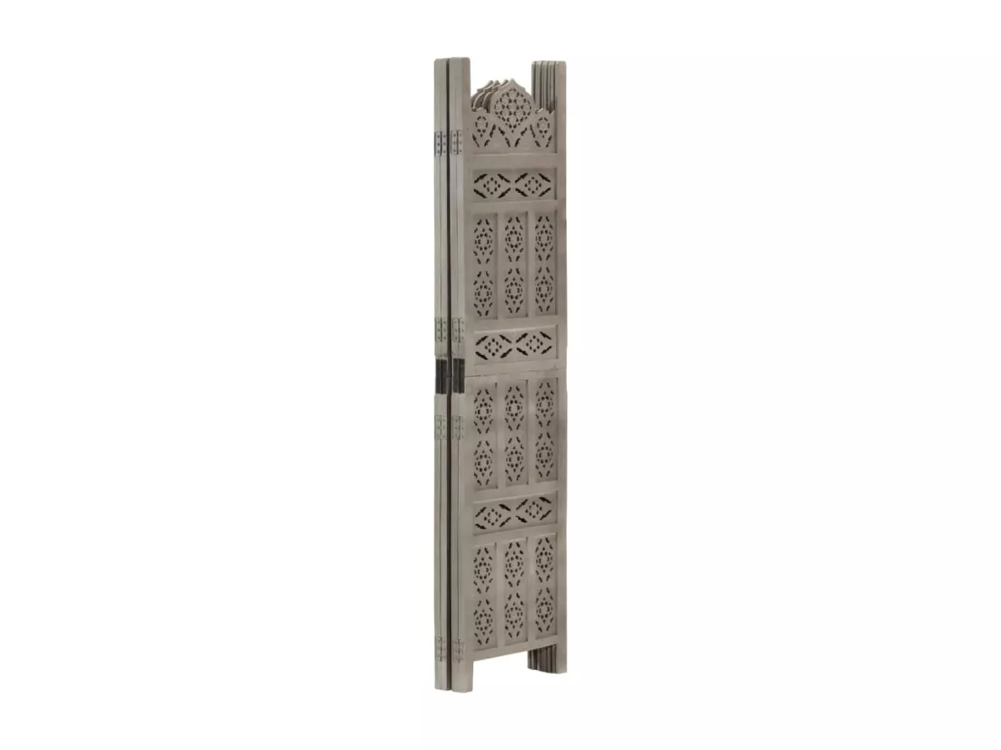 Cloison de séparation 4 panneaux Gris 160x165 cm Bois manguier