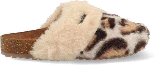 Vingino pantoffels met panterprint zand multi