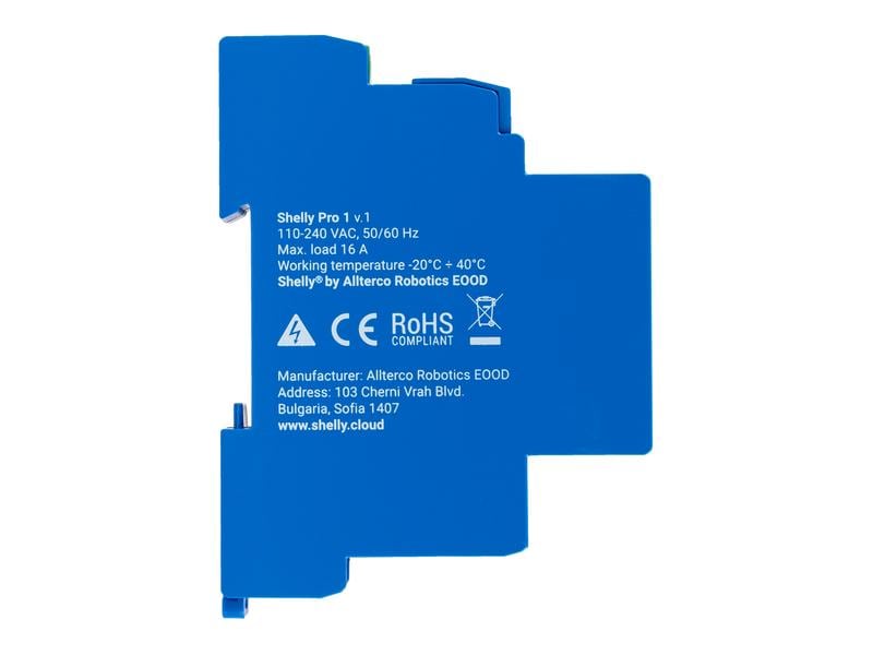 Shelly WLAN-Schaltaktor Shelly Pro 1 DIN-Rail-WiFi-Switch, IP Relais mit Shelly Pro AddOn Schnittstelle