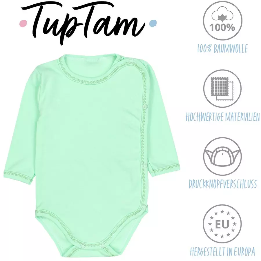 TupTam Unisex Baby Wickelbody Langarm 5er Set blaugrün