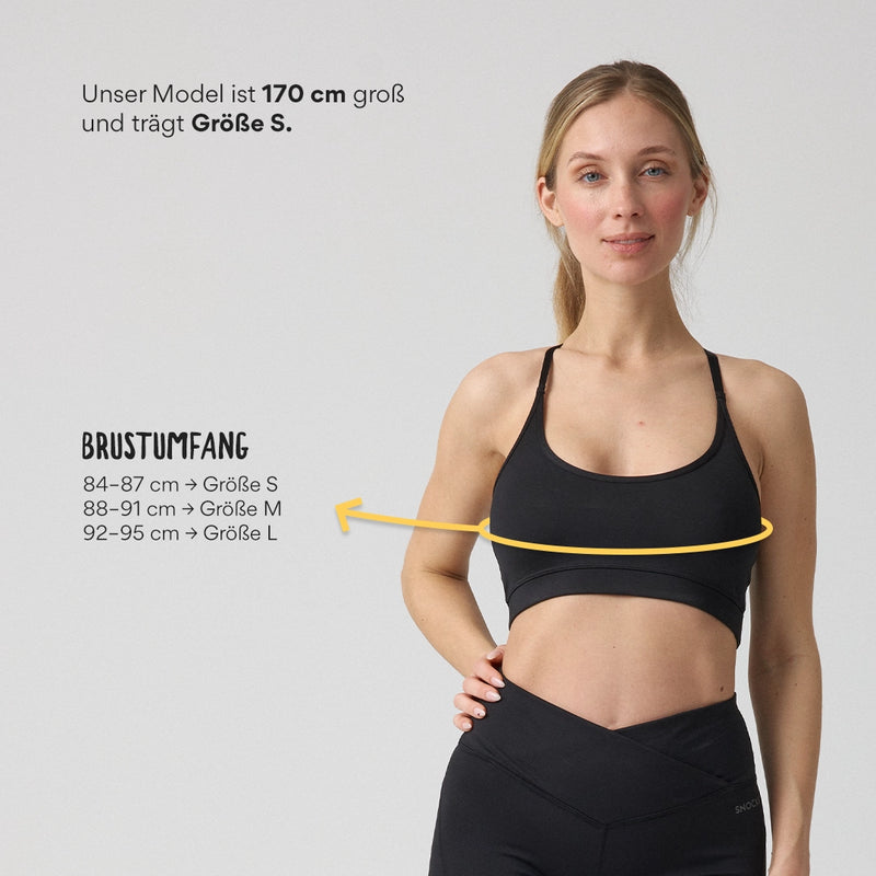 Sport-BH X Back aus recyceltem Polyester Schwarz