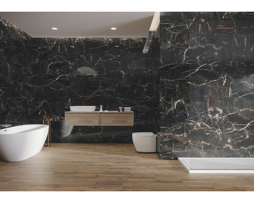 Porseleinen wand- en vloertegel Marquina 119,7 x 119,7 x 0,8 cm goud mat gerectificeerd