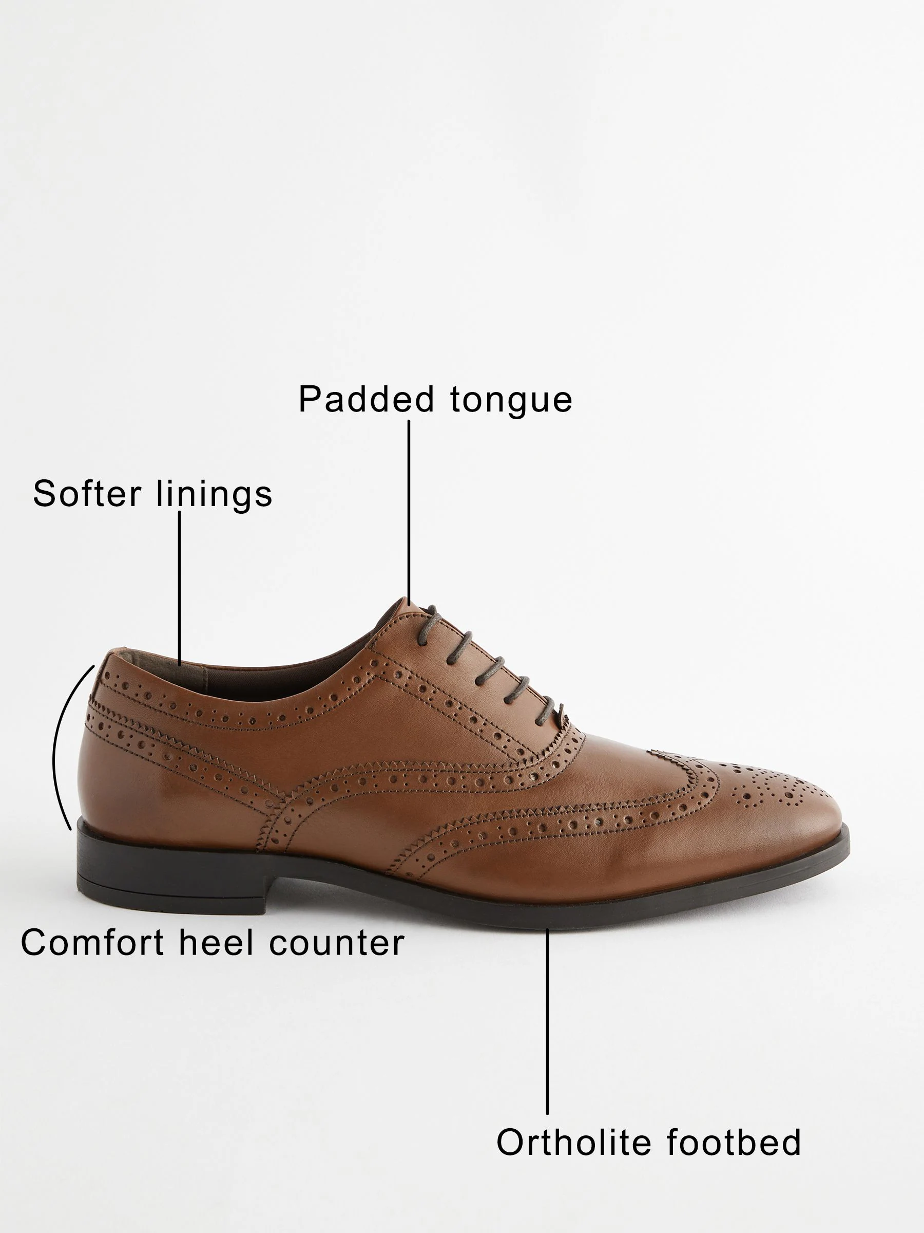 Lichtbruin - Wijde pasvorm - Leren Oxford brogues