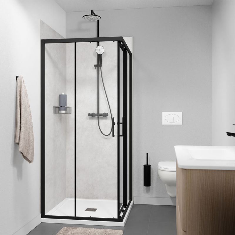 Linie - Cadiz - Douchecabine - Mat Zwart Profiel - 90 x 90 cm - Helder Glas