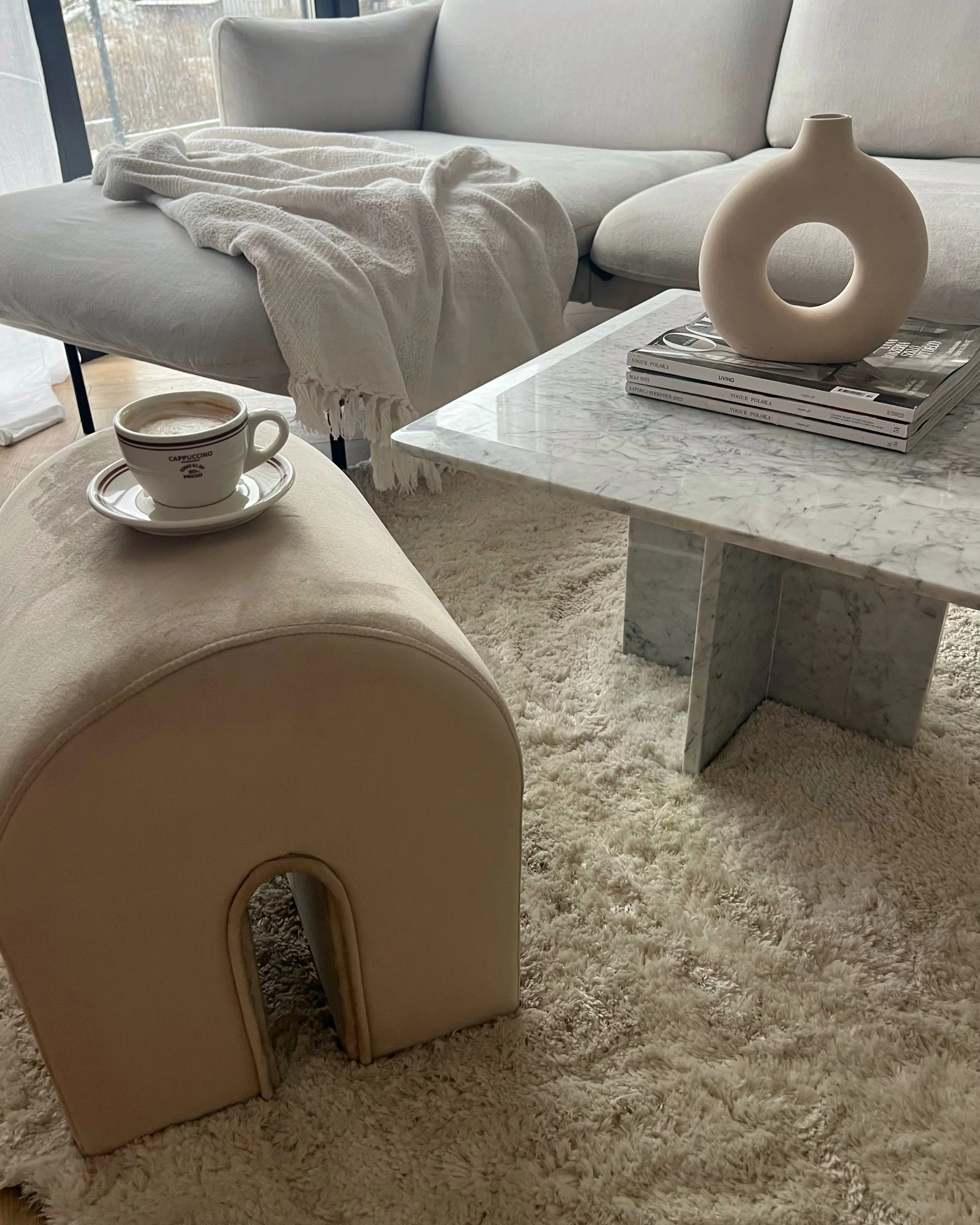 Poef MODOC Fluweel Beige