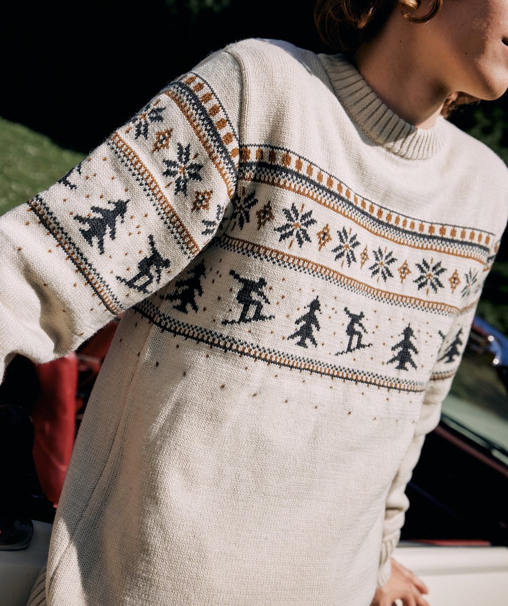 PULL JACQUARD MIXTE EN TRICOT ET FIBRES RECYCLÉES ÉCRU