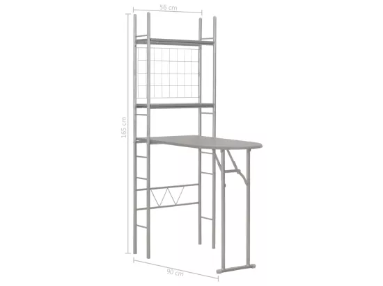 Ensemble à dîner pliant 3 pcs et étagère de rangement MDF acier