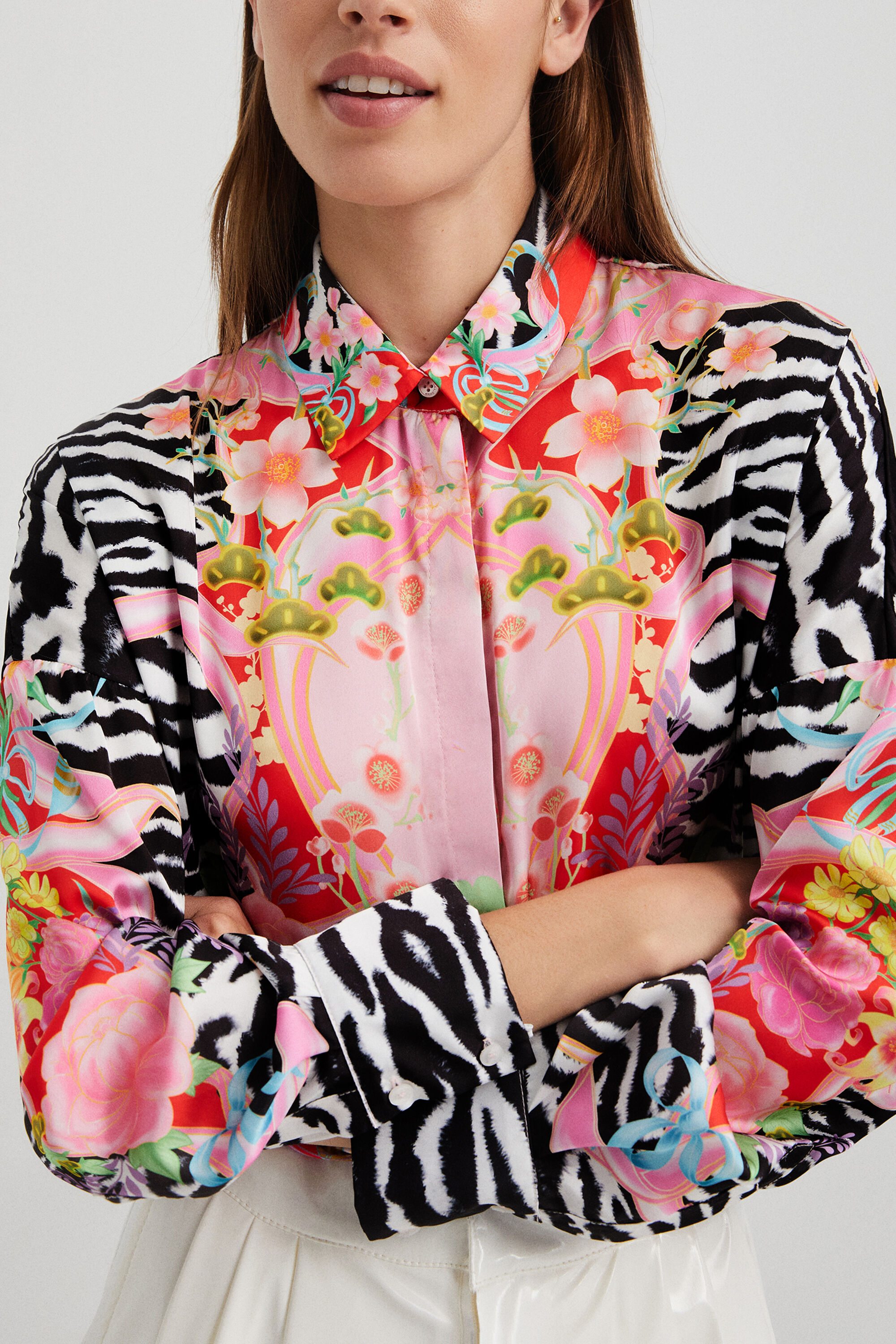 Chemise zèbre et fleurs