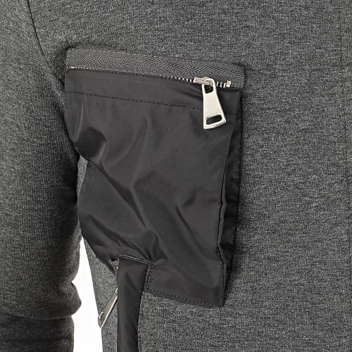 Veste Zippée Capuche F-704 Gris Anthracite Chiné