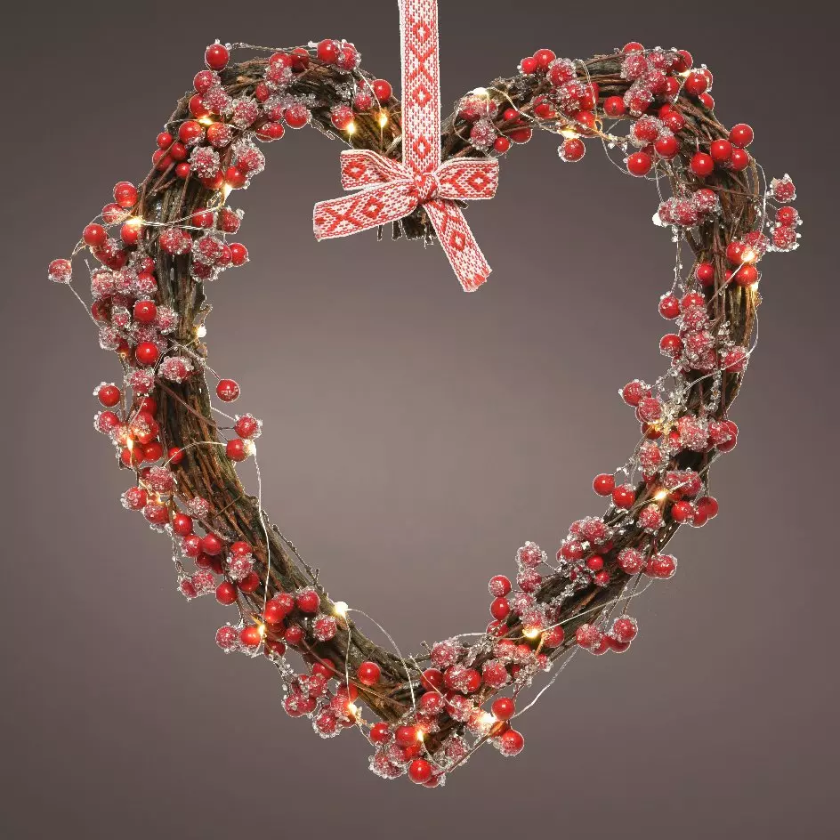 Couronne de Noël lumineuse (D38 cm) Appenzell Rouge