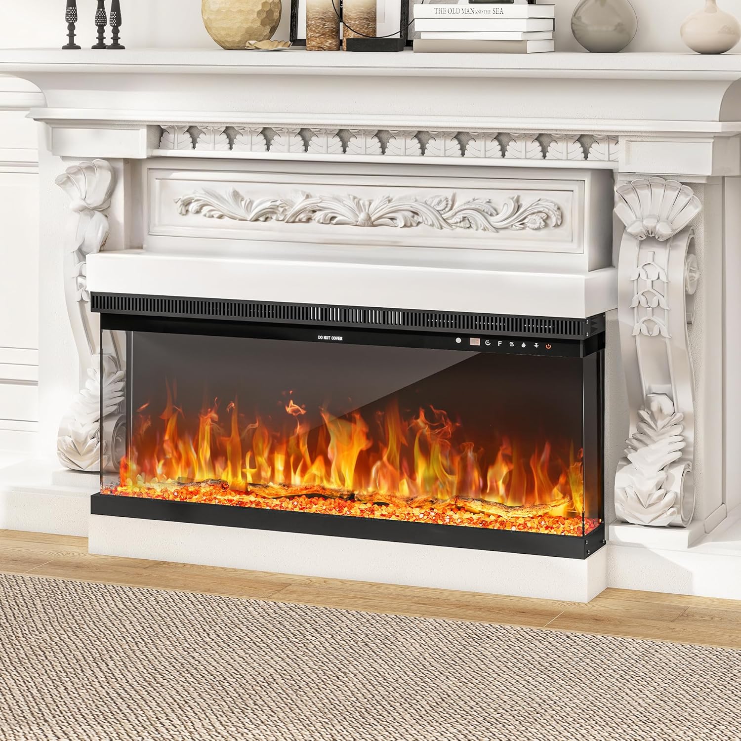 YITAHOME 102cm Elektrokamin mit Heizung, 3-in-1 Kamin Wand/Einbau/Stand mit Panoramaview, Elektrische Kamin mit LED-Flammeneffekt,12 Flammenfarben, Heizfunktion, Thermostat, Timer, Fernbedienung