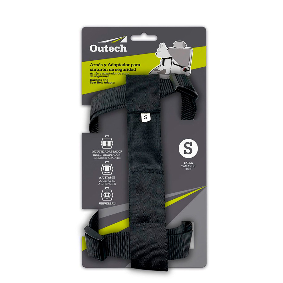 Adaptador de cinto de segurança e arnês Outech para cães de pequeno porte.