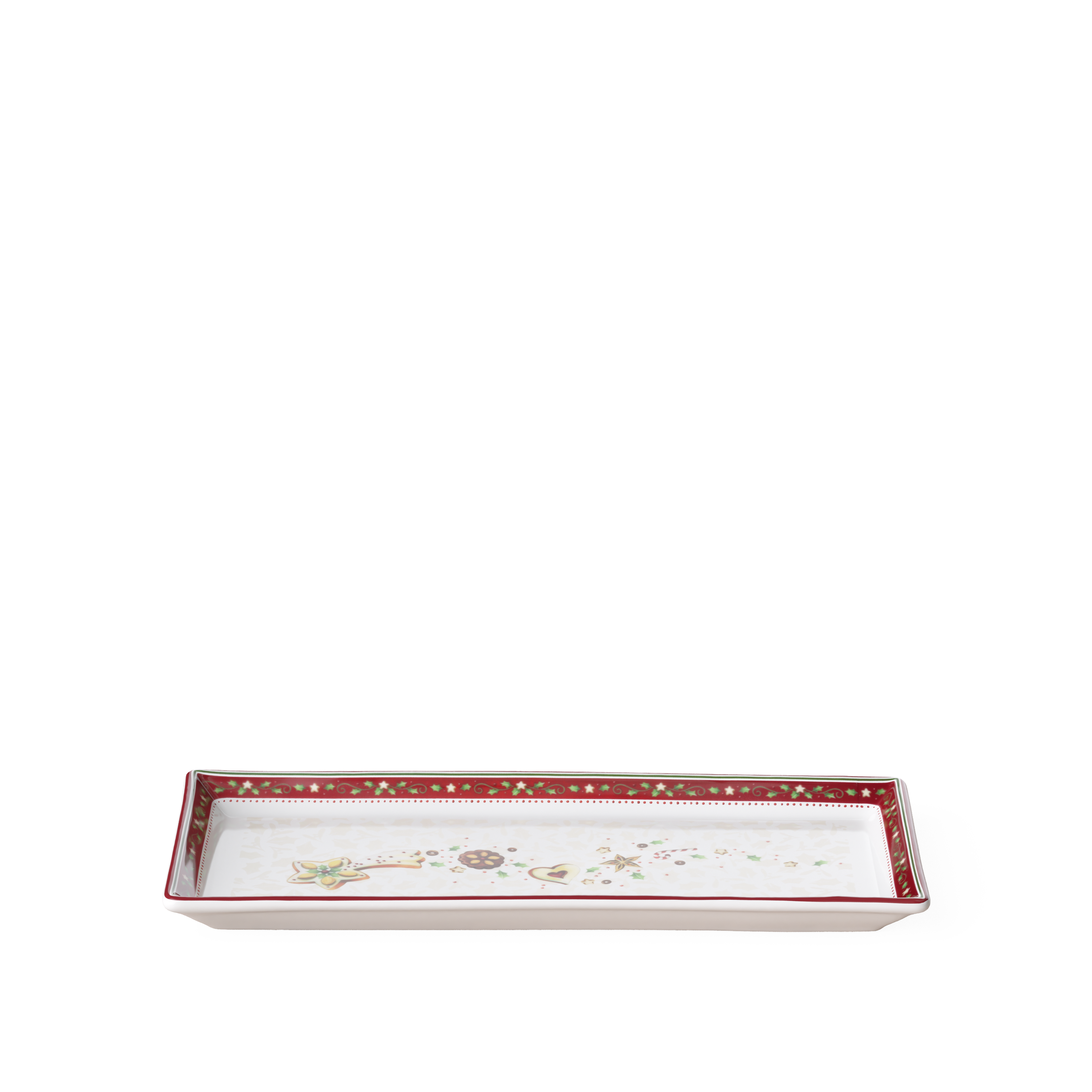 Winter Bakery Delight Cake plate Red, 15.7'' x 6.9'', Premium Porcelain