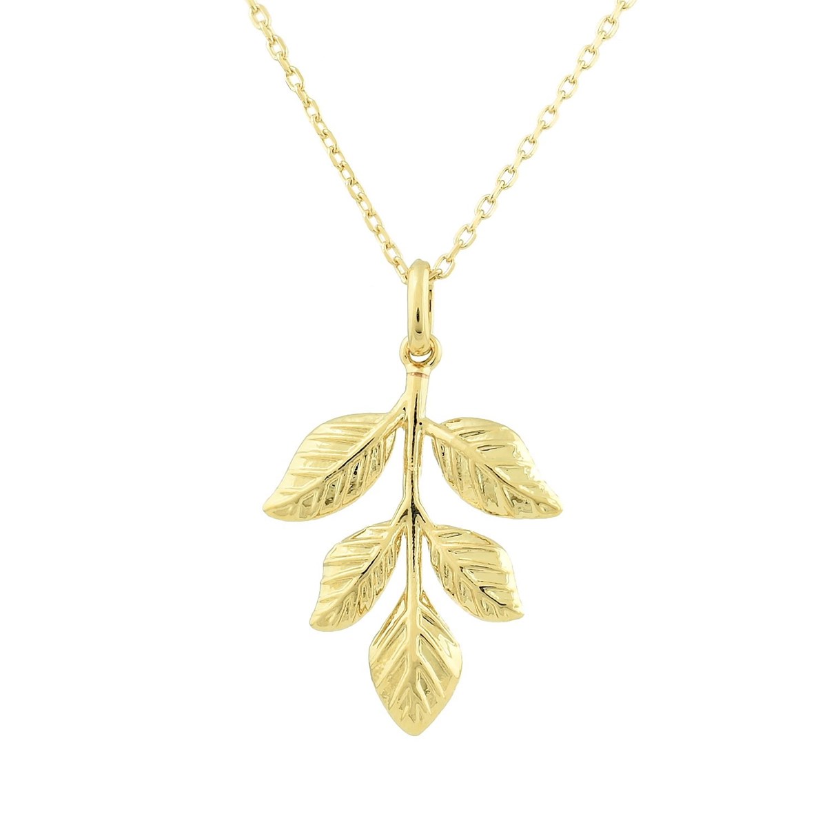 Collier feuille Pendante élégance naturelle et raffinée Plaqué OR 750 3 microns