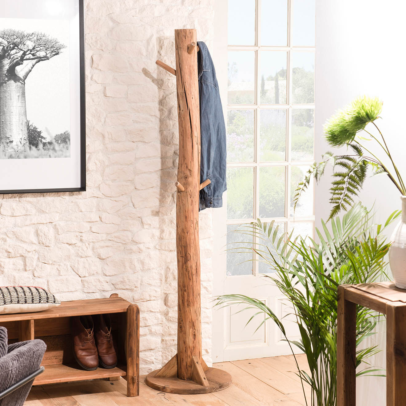 Macabane Porte-manteau Sandy bois naturel  - 45x45x181 cm