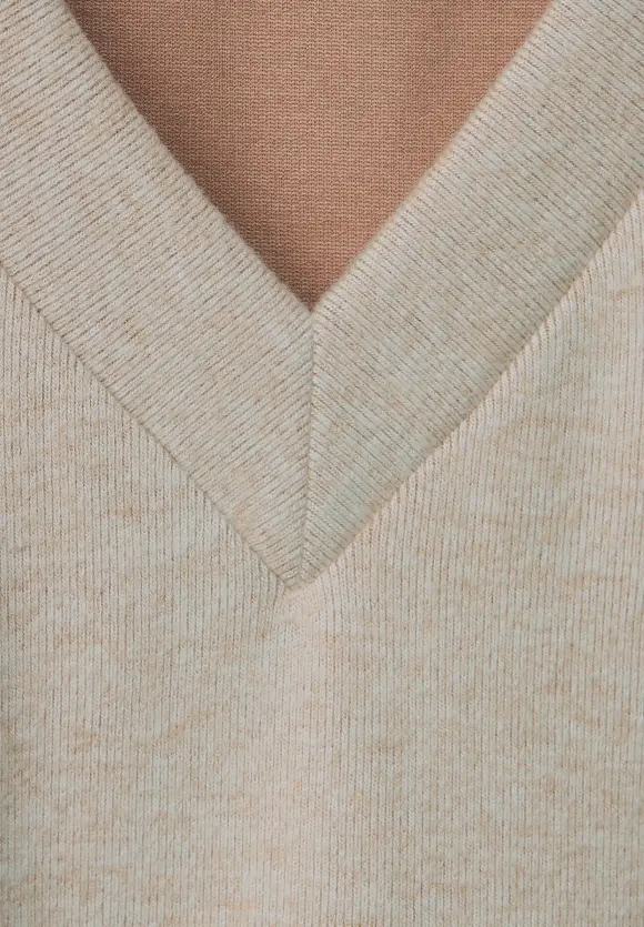 Weste mit V-Ausschnitt - bleached sand melange