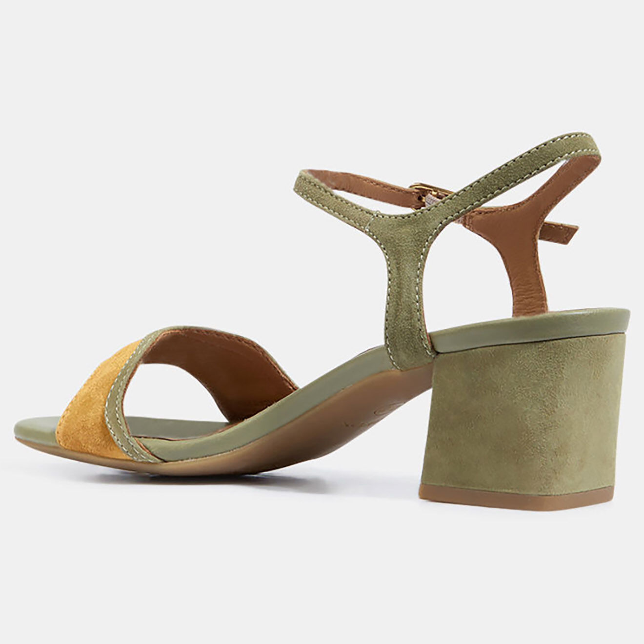 Geox Sandales en Velours de Cuir Eraklia vert/jaune - Talon 5 cm