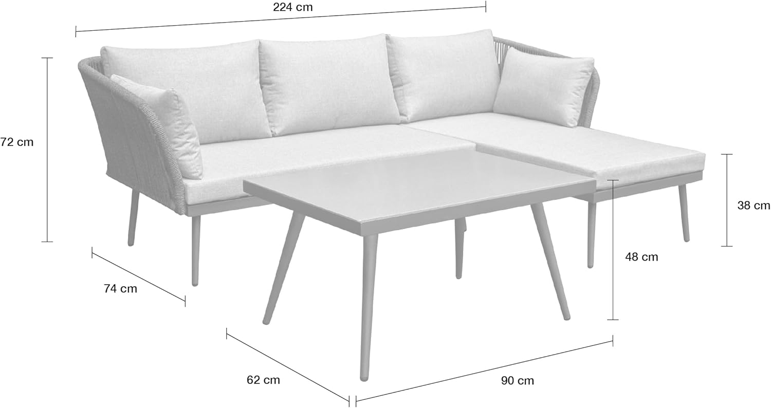 LC Garden »Sunera« Gartenlounge Set 3tlg. dunkelgrau Rope Loungeset Sitzgarnitur Terassen-Möbel Garten Set