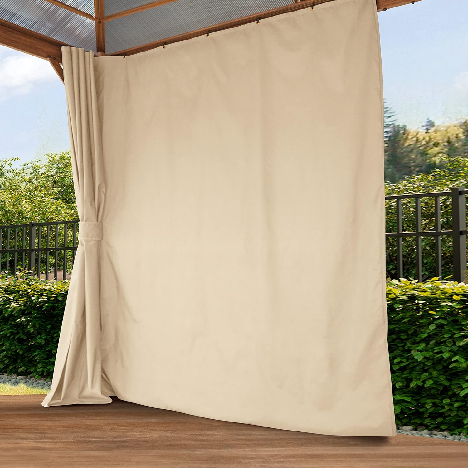 TOOLPORT Gartenpavillon 3x4 m Holzoptik, ca 8 mm Polycarbonat-Dach, 4 Seitenteile in Champagner