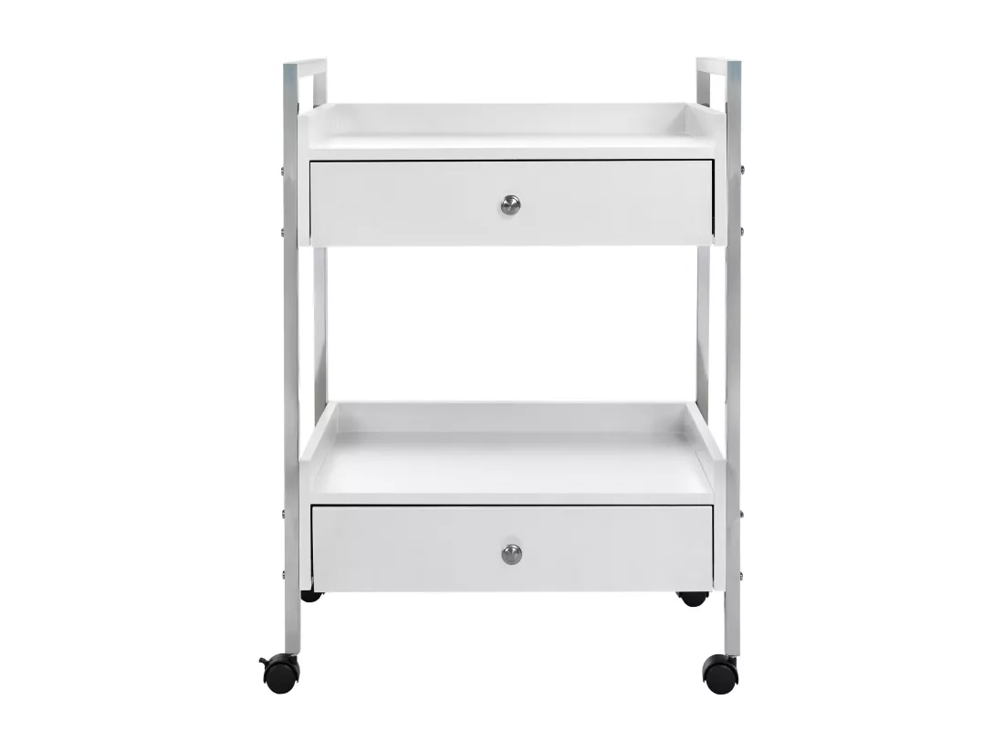 Chariot de service - Métal & Acier inoxydable - Blanc - Luxus