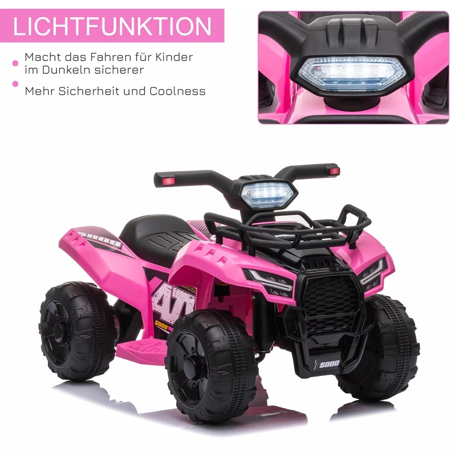 HOMCOM Elektroquad 6V Akku Elektroauto LED Frontlicht rosa