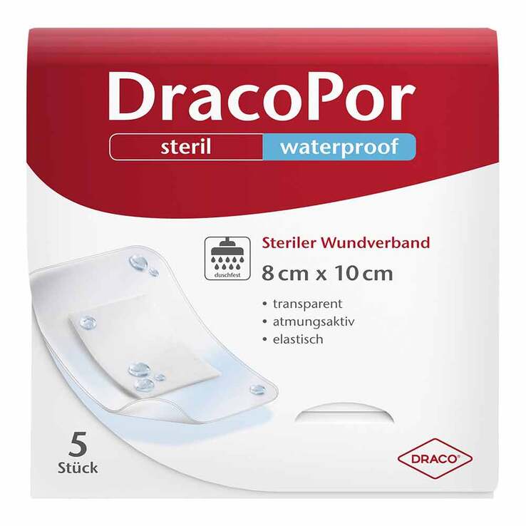 DracoPor waterproof Wundverband 8x10 cm steril, 5 St