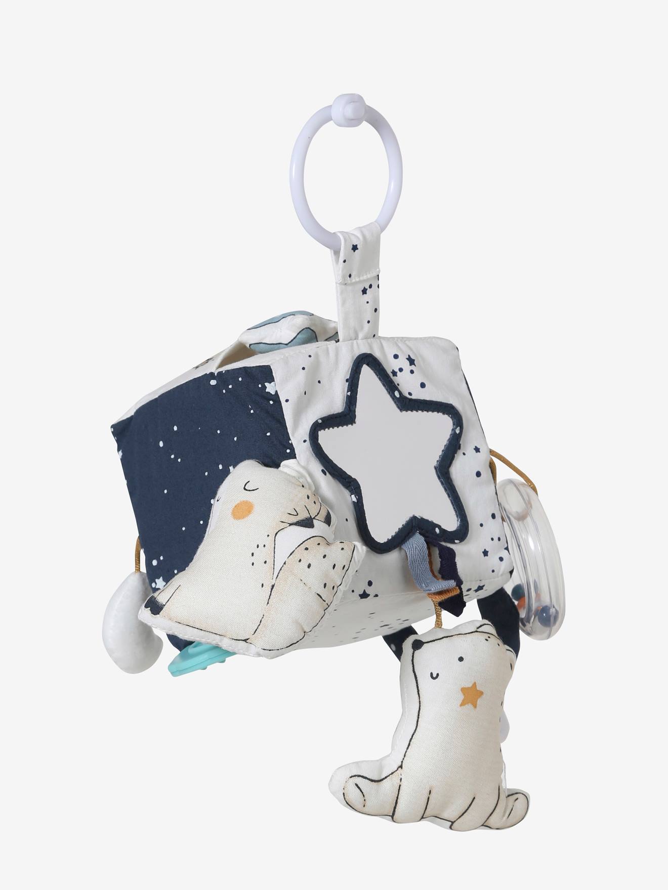 Cubo de atividades suspenso CELESTE azul escuro liso com motivos