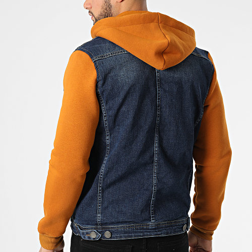 Veste Jean Capuche 1944 Bleu Denim Orange