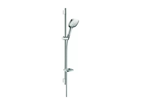 Set de douche 150 3jet avec barre Unica'S puro 90 cm et porte-savon chromé Hansgrohe Raindance Select E