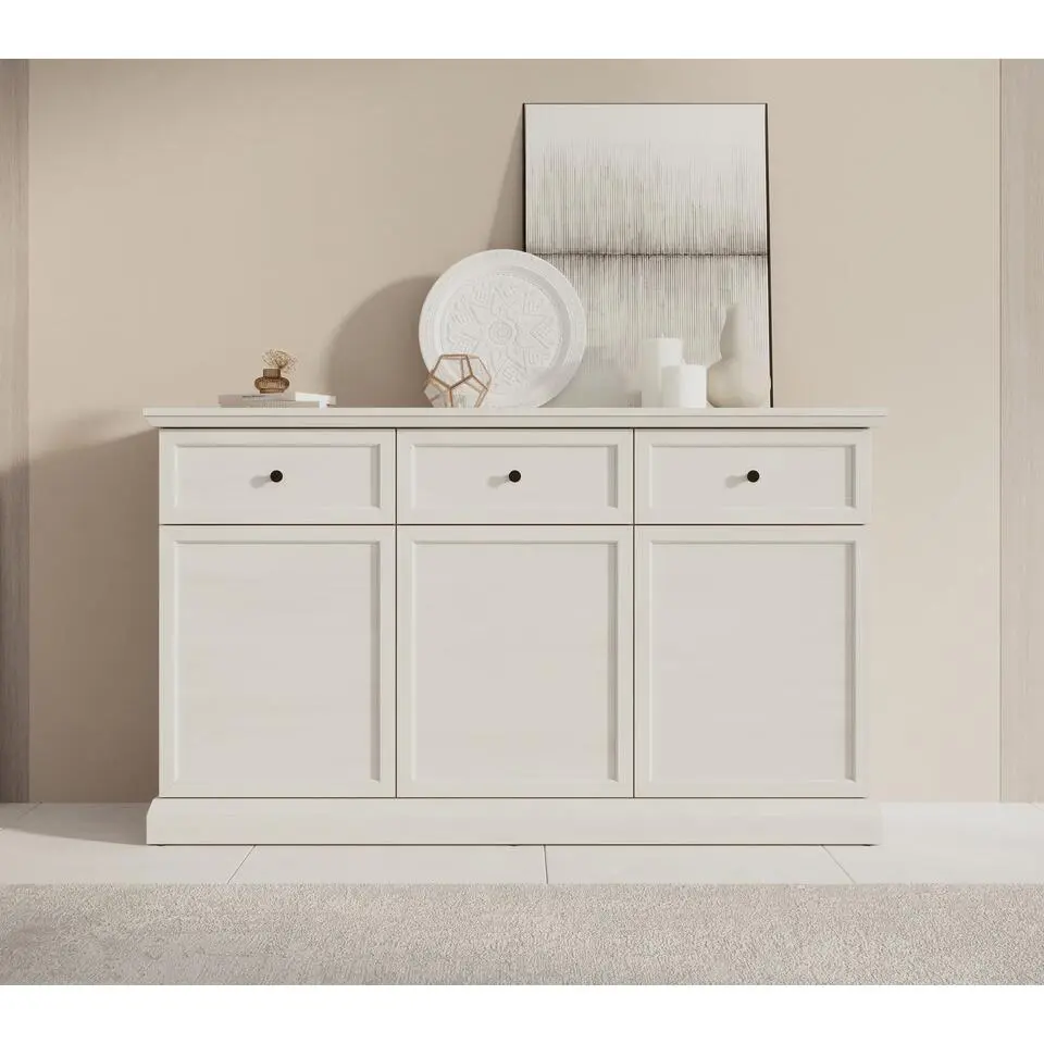Meubella - Dressoir Leroy - Wit eiken - 146 cm