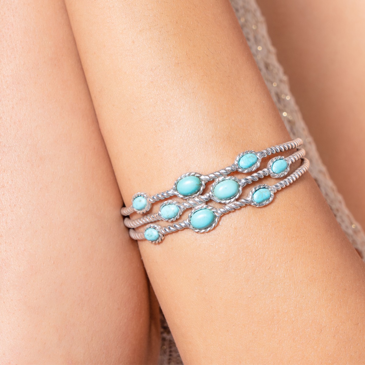 Bracelet Arizona - Alliage & howlite turquoise