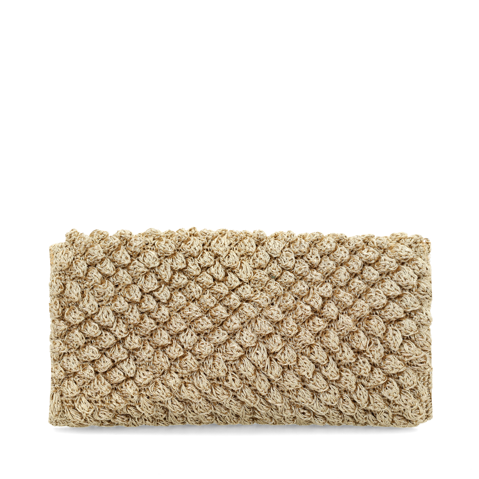 Gouden clutch met gebreide details