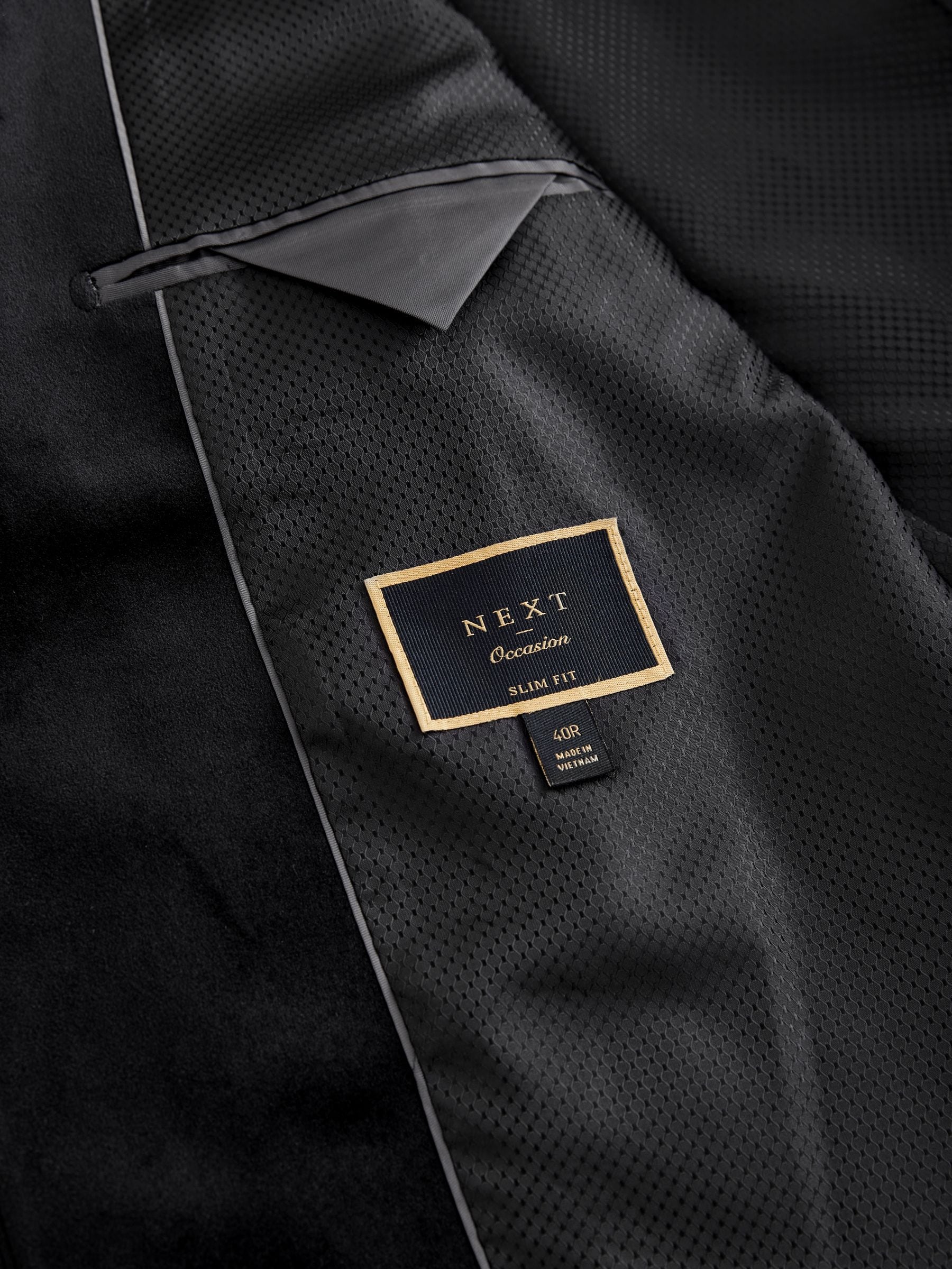 Zwart - Slim Fit - Velvet blazer met zelfrevers