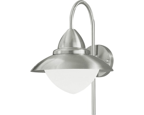 Buitenwandlamp, 1-lichts, H 37,5 cm, roestvrij staal/opaal-mat