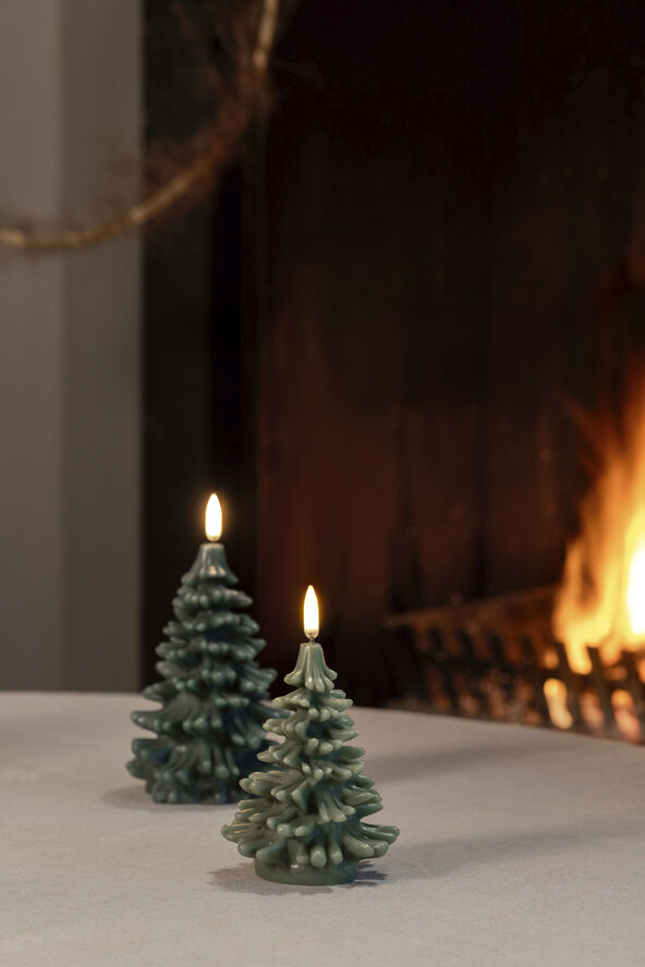 Uyuni LED candle Christmas tree, Olive green, Smooth, 9x12 cm Olive green
