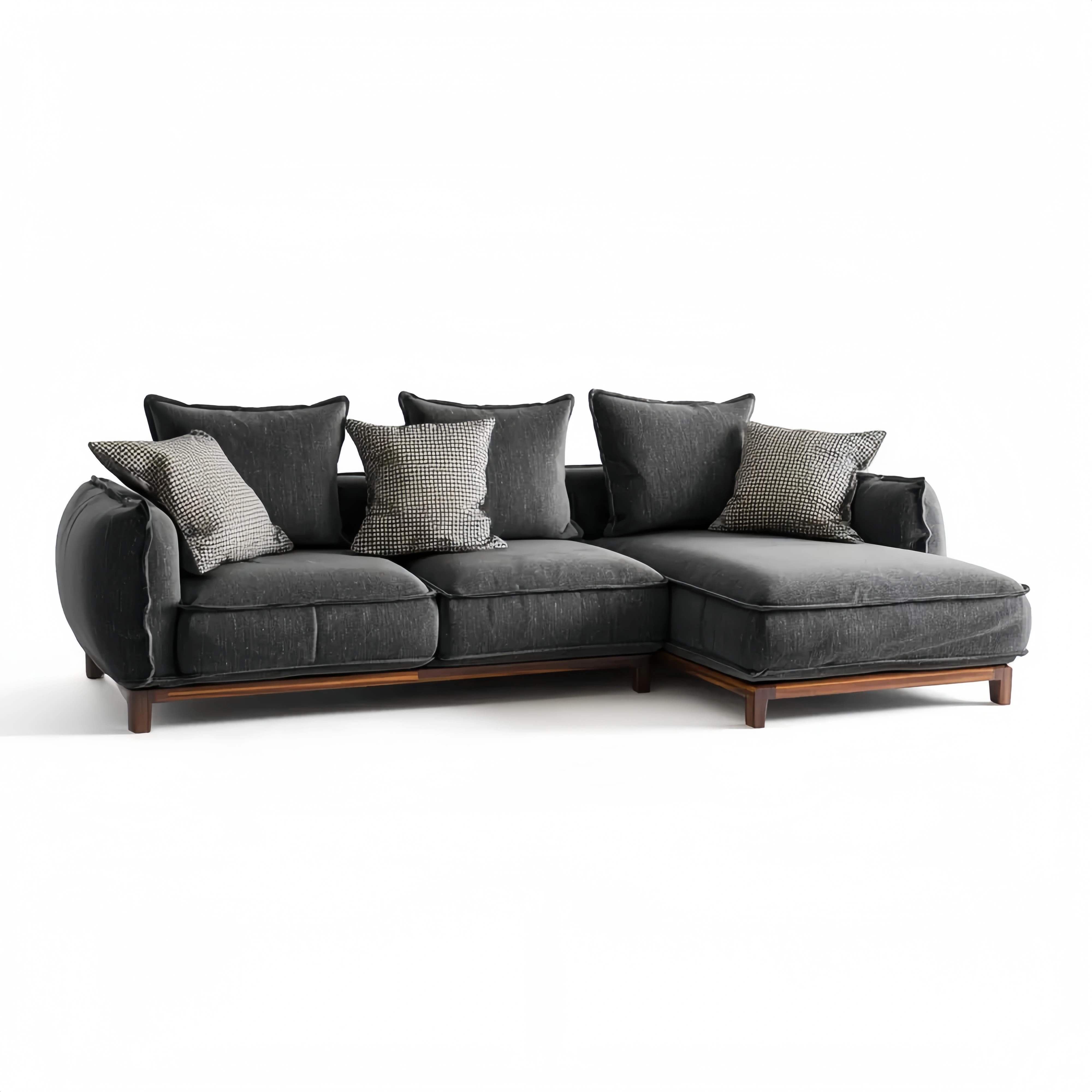 Ecksofa Stoff 250x160x85 cm – Dunkelgrau – Modernes Design