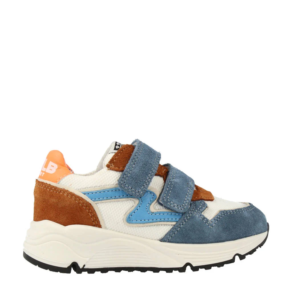 Develab sneakers suède beige/blauw/cognac