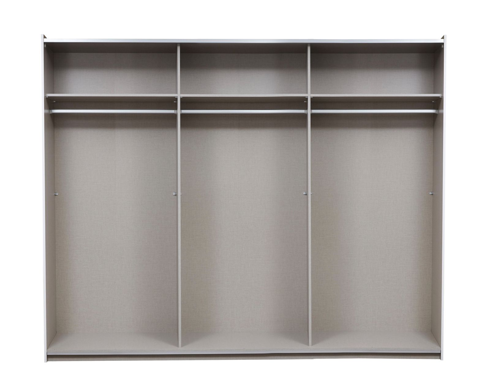 Schwebetürenschrank - alpinweiß - mit Spiegel - 261 cm breit
