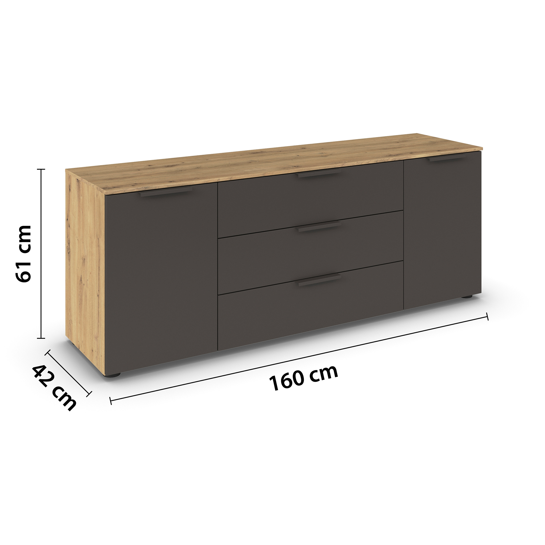 Lowboard - Artisan Eiche-graphit - 160 cm