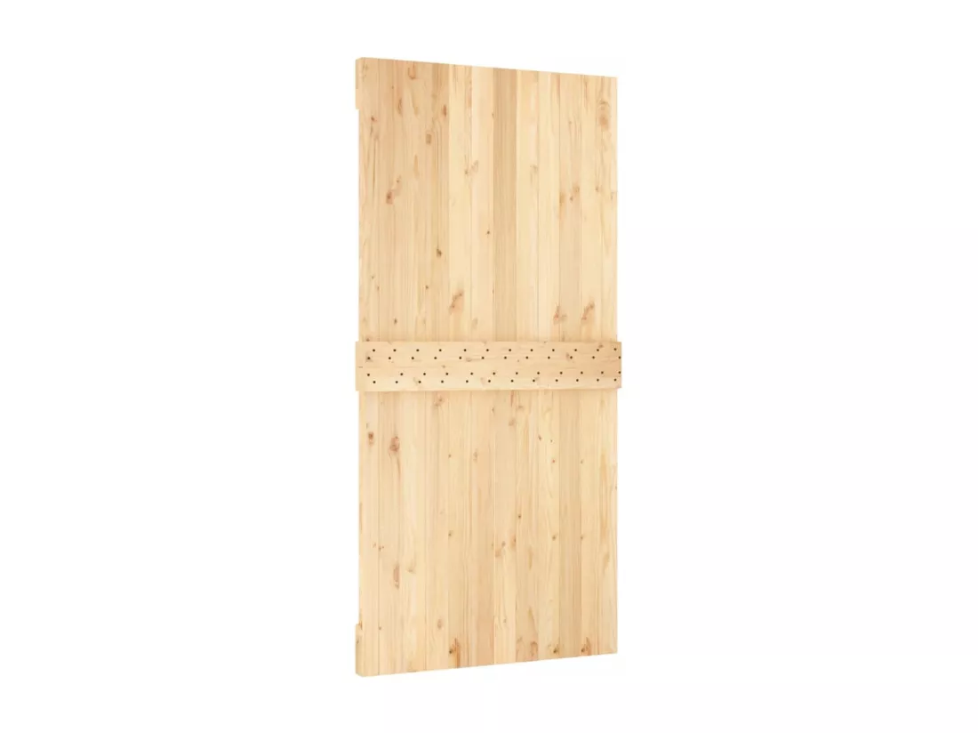 Porte coulissante et kit de quincaillerie 100x210 cm pin massif