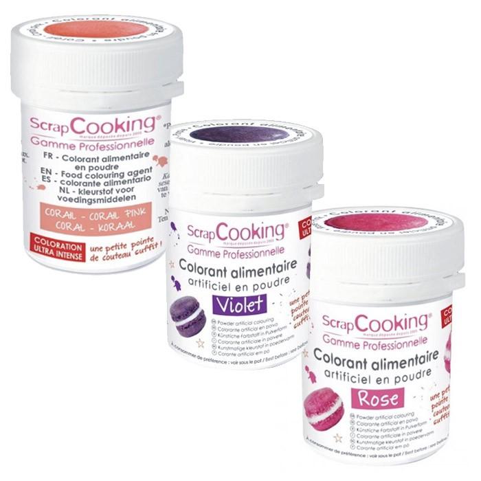 Kit de colorants alimentaires - Rose-violet-corail Scrapcooking