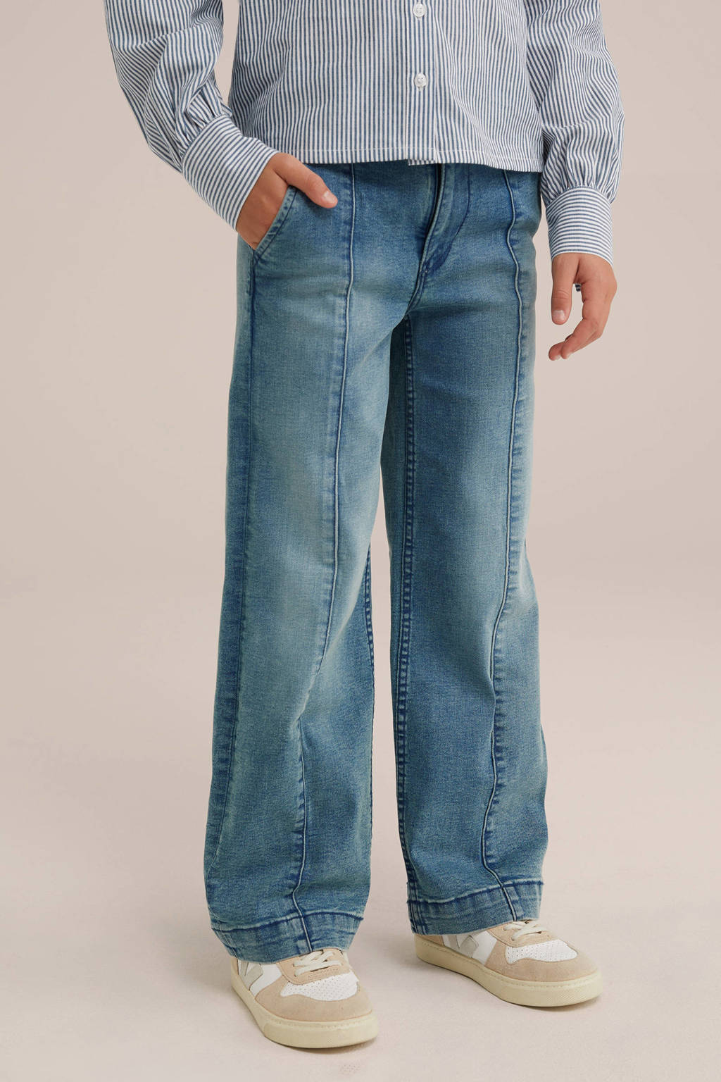 WE Fashion high waist loose fit jeans blue used denim