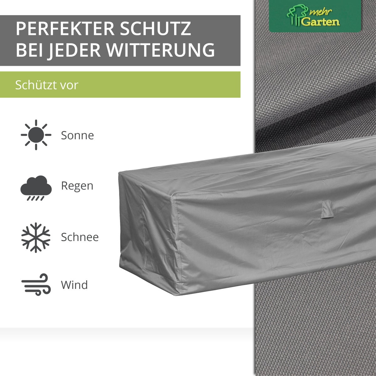 More Garden - Premium Lounge Sofa Hoes voor 3-4 Zits: 245(B) x 100(D) x 80(H) cm | Robuuste beschermhoes voor tuinbank, waterdicht en weerbestendig, gemaakt van Oxford 600D stof | Lichtgrijs