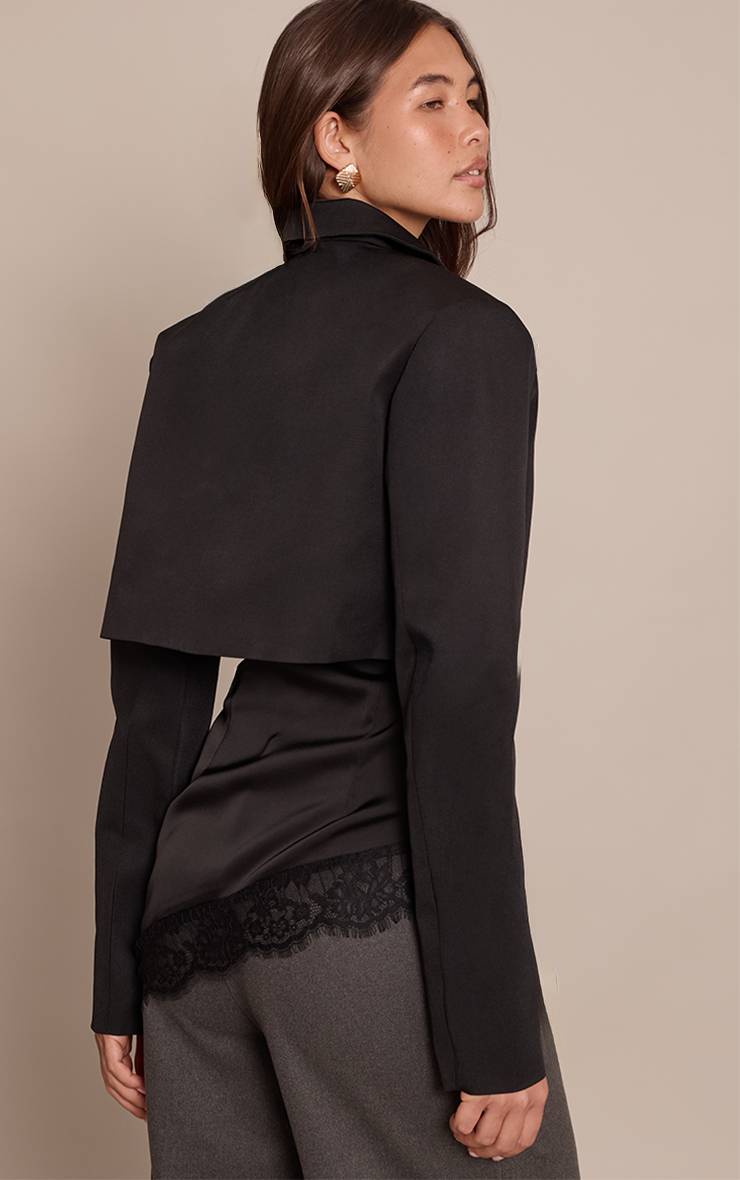 Noir Blazer Court Ajusté