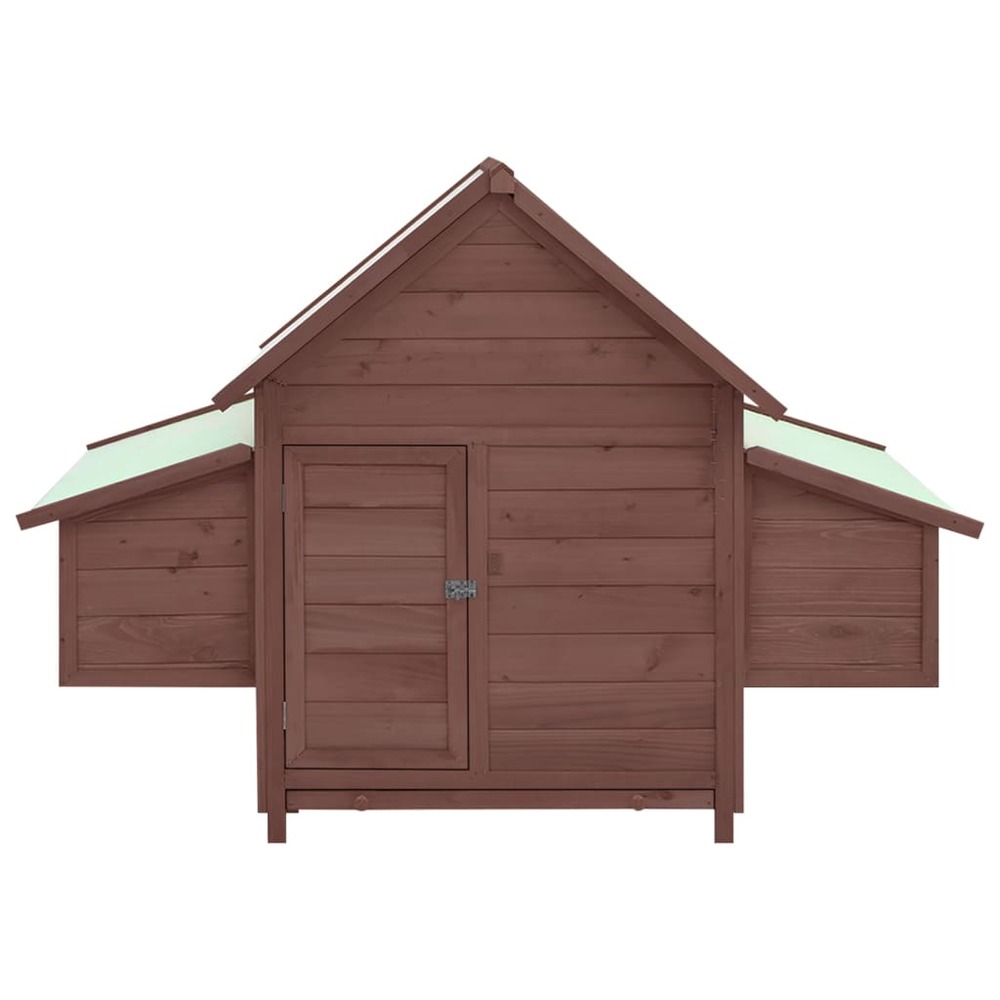 Poulailler 152 x 96 x 110 cm bois de sapin massif moka et blanc