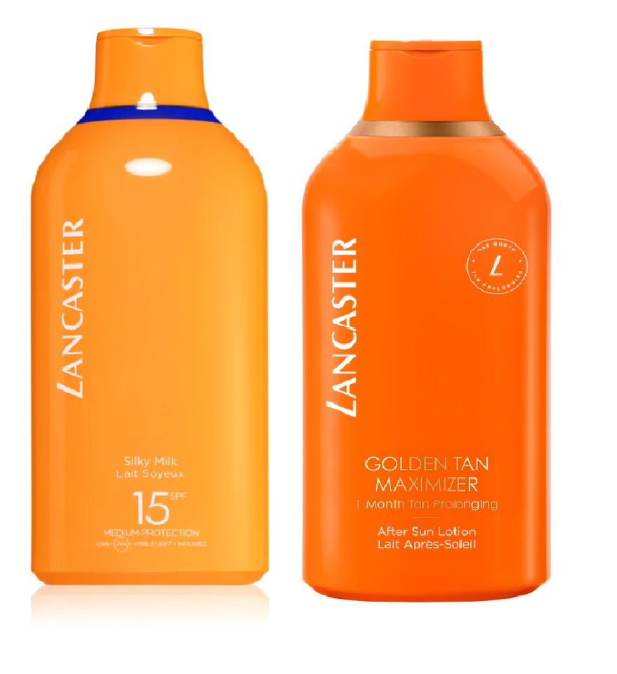 Lancaster - SUN BEAUTY Silky Milk SPF15 - 400 ml + Lancaster - After Sun GoldenTan Maximizer 400 ml - Solcreme
