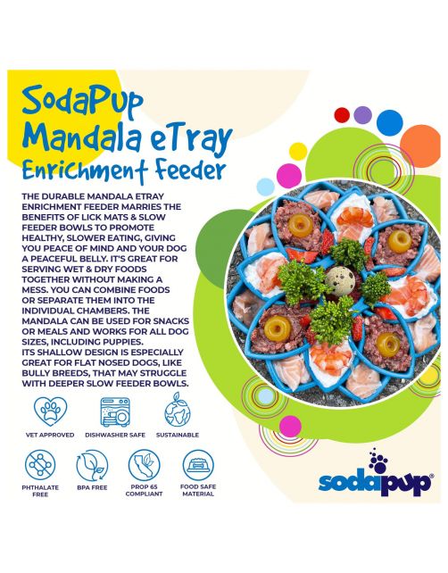 Sodapup Mandala Etray Feeder - Hondenvoerbak - Ø20 cm Blauw