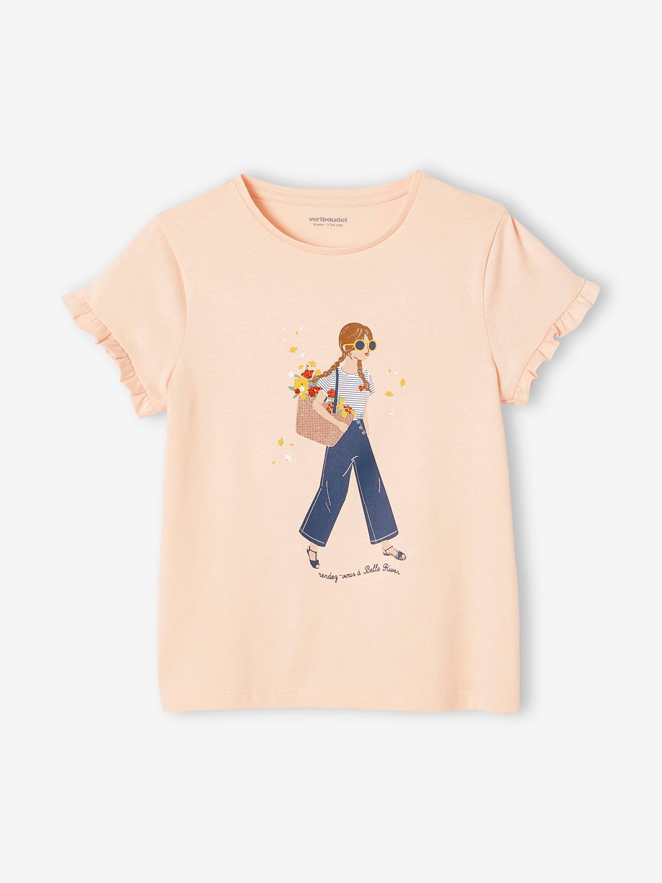 Camiseta branca lisa tamanho médio para meninas com estampa 