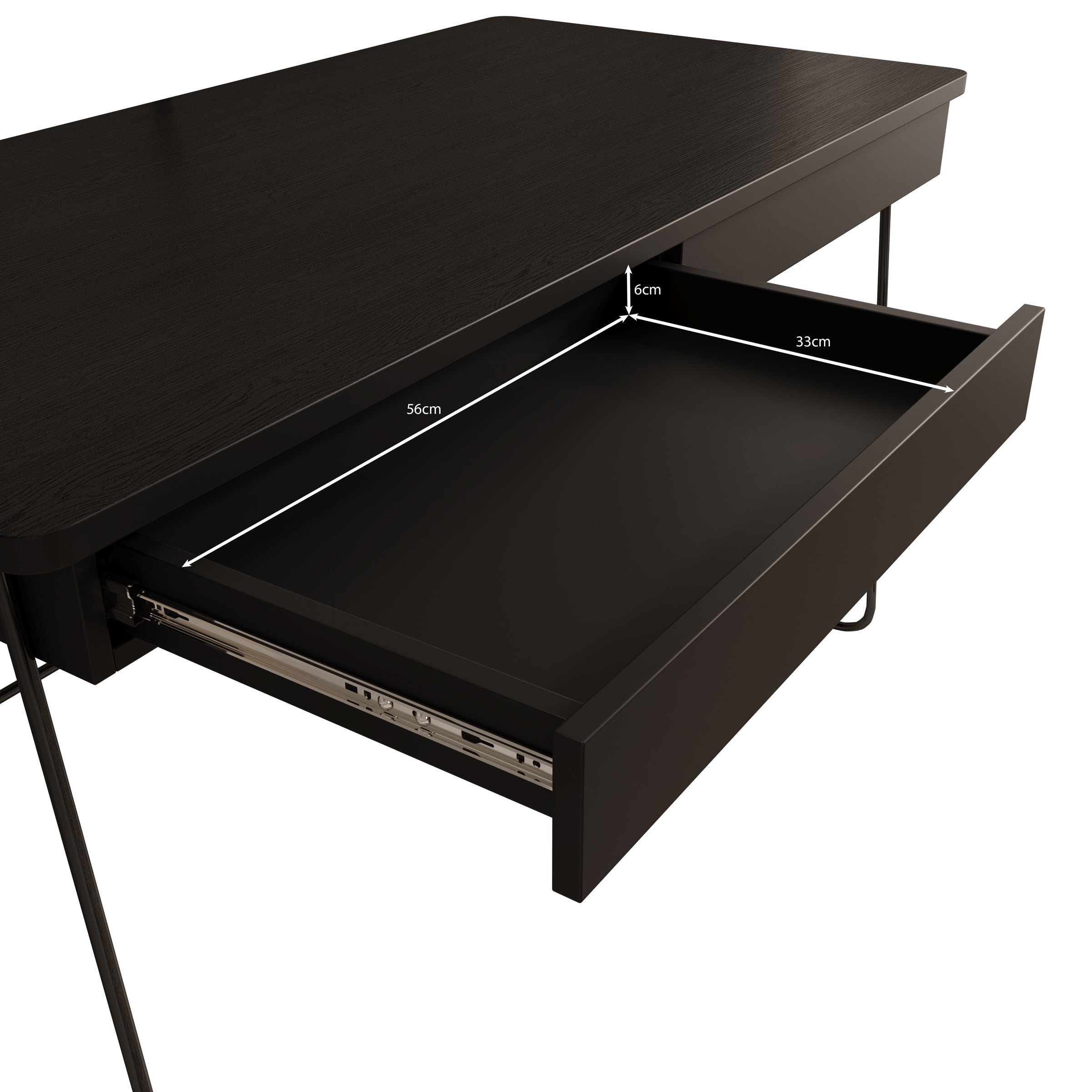 Meubella - Bureau Medea - Zwart - 135 cm