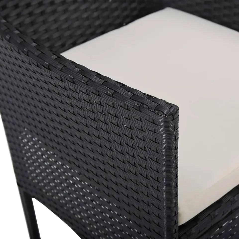 vidaXL - Tuinset - Zwart - Poly rattan en glas - 3 stuks